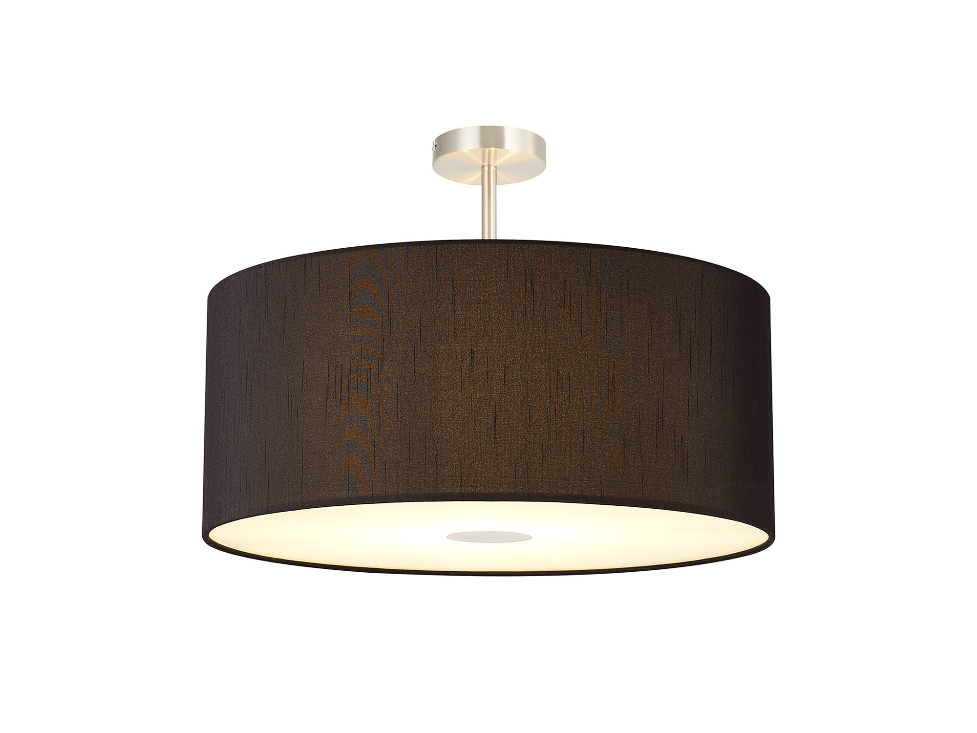 DK0537  Baymont 60cm Semi Flush Flush 5 Light Satin Nickel, Black, Frosted Diffuser